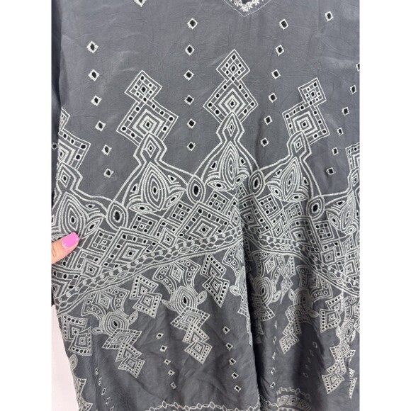 Johnny Was Gray Eyelet V Neck Cover Up Tunic Size Small - Picture 4 of 10